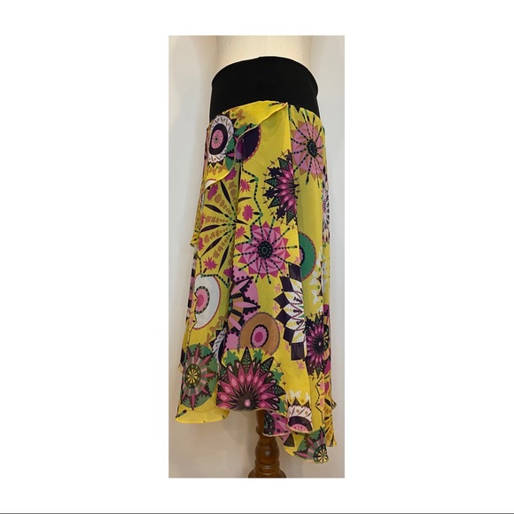 Womens Veducci high low layered skirt lined bright - Picture 3 of 9